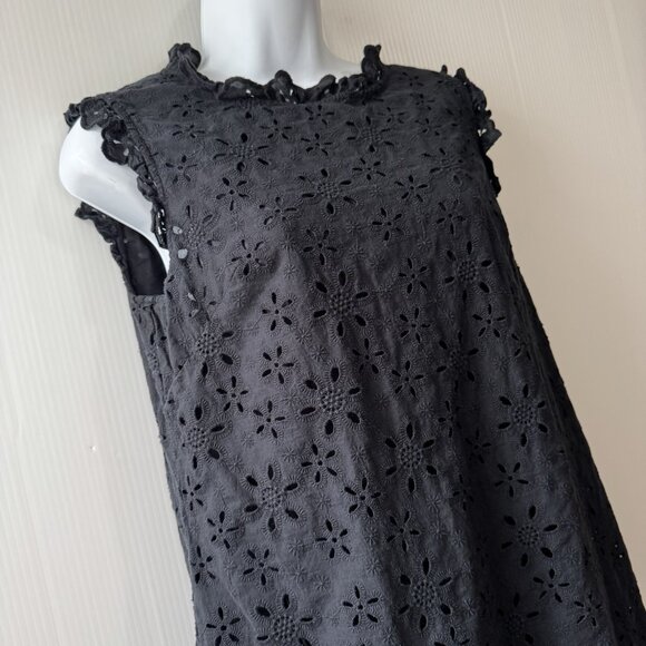 Kate Spade Black Daisy Eyelet Shift Dress Sleeveless Short Sz 8 Women’s - Picture 6 of 16